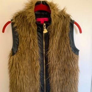 Betsey Johnson faux fur and leather vest